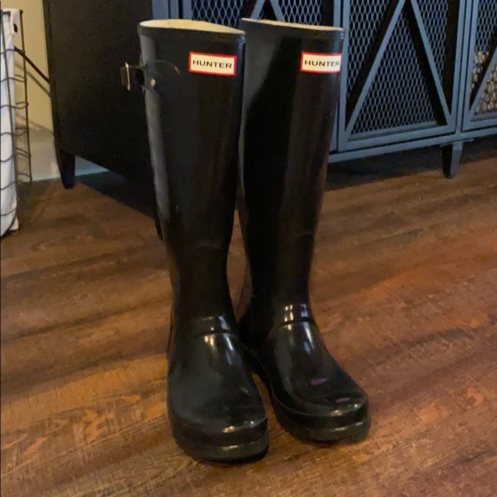 Black Tall Hunter Rain Boots